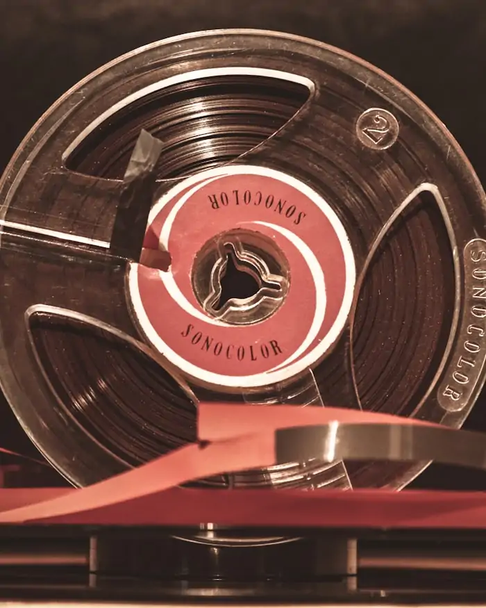 A reel of magnetic tape mounted on an open spool.
